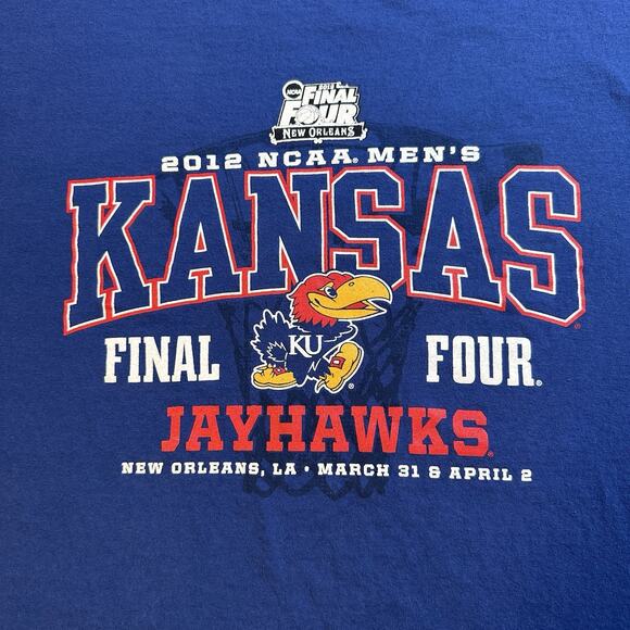 2 Kansas Jayhawks Tshirts Red Starter and Blue 2012 Final Four SZ L - Picture 16 of 16